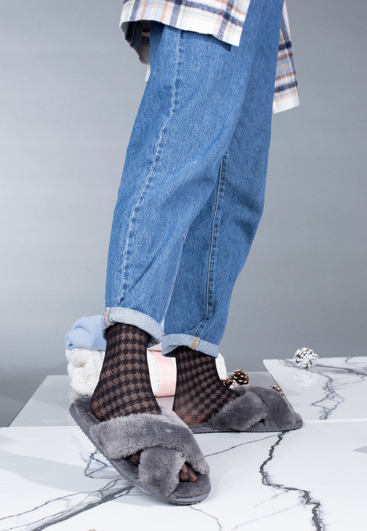 Chaussons Fluffy Anthracite