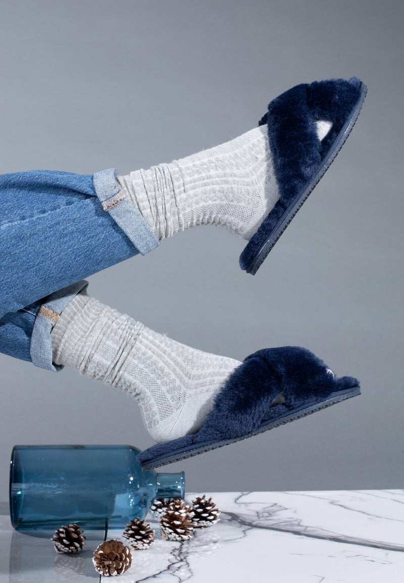 Chaussons Fluffy Marine