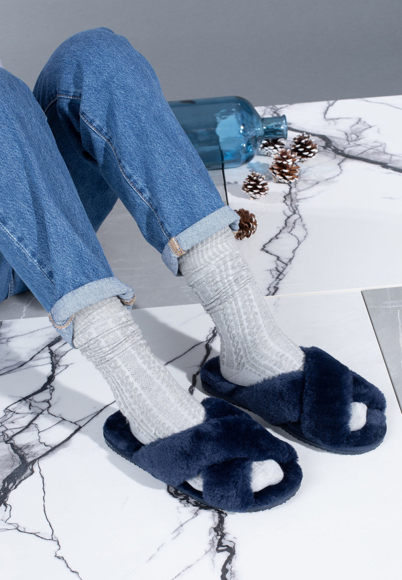 Chaussons Fluffy Marine